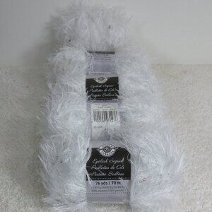 NEW Loops & Threads Yarn White Sequin Eyelash Novelty Lot of 5 Skeins 8.6 Ounces